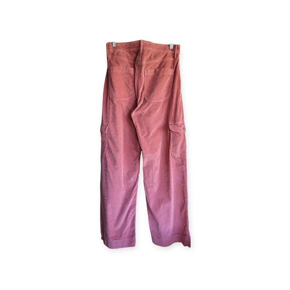American Eagle pink super high rise baggy wide leg corduroy cargo pants size 6 - Picture 3 of 11